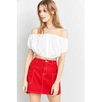 Pins & Needles Bubble Crop Top, WHITE