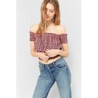 Pins & Needles Gingham Off-The-Shoulder Top, MAROON