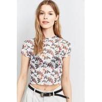 Pins & Needles Floral Cropped Baby T-Shirt, WHITE