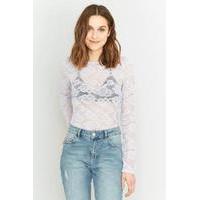 pins needles long sleeve lace t shirt lilac