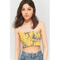 Pins & Needles Floral Smocked Cropped Bandeau Top, DARK YELLOW