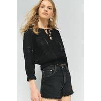 Pins & Needles Boho Trim Blouse, BLACK