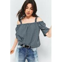 Pins & Needles Gingham Gathered Cold Shoulder Top, GREEN