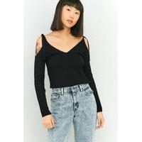 Pins & Needles Tie Cold Shoulder Jumper, BLACK