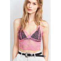 pins needles lace bralette crop top pink