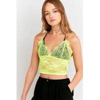 pins needles lace bralette crop top bright yellow