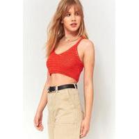 Pins & Needles Crochet Cropped Tank Top, ORANGE