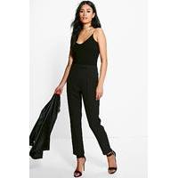 Pintuck Tailored Ankle Grazer Trousers - black