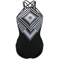 Pilyq 1 Piece Black Geometric Diamond women\'s Swimsuits in black