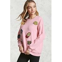 pizza patch fleece sweatshirt