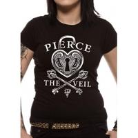 Pierce The Veil Heart Lock Womens T-Shirt Large - Black