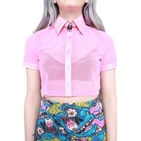 Pink Better Locked Up than Knocked Up Collared Shirt - Size: S