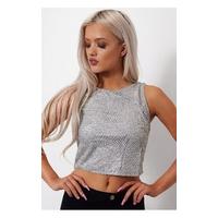 pia silver sequin crop top