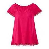 Pink Crochet Trim Gypsy Top