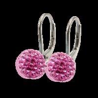 Pink 6mm Crystal Drop Titanium Earrings