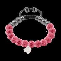 Pink Crystal, Magnetite Silver Heart 8mm Bracelet