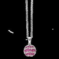 Pink & White Spiral 10mm Crystal, Sterling Silver Necklace