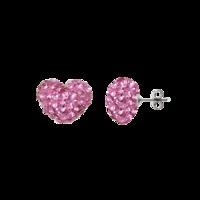 Pink 10mm Crystal Heart Shape Titanium Earrings