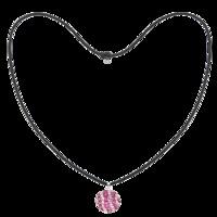 pink white spiral 10mm crystal black cord necklace