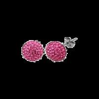 pink 12mm crystal round shape titanium earrings