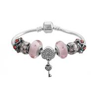 pink key to your heart charm bracelet 5 sizes