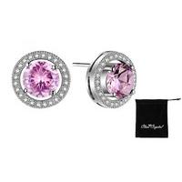 pink created sapphire 10k white gold filled earrings