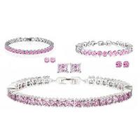 pink swarovski elements jewellery set 3 designs