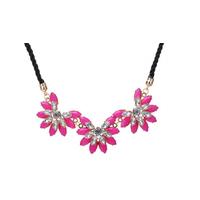Pink Flower Statement Cord Necklace