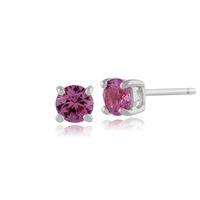 Pink Sapphire Round Stud Earrings In 9ct White Gold 3.50mm Claw Set