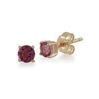 Pink Topaz Round Stud Earrings In 9ct Yellow Gold 3.50mm Claw Set