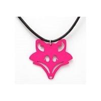 pink fox face necklace