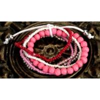 Pink Coco Bead Multi Strand Bracelet