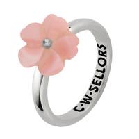 Pink Mother of Pearl Conch Ring Tuberose Gypsophila Silver