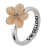 Pink Mother of Pearl Ring Tuberose Pansy Silver