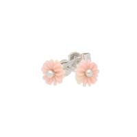 Pink Mother Of Pearl Earrings Daisy Tuberose Silver Small
