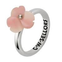 Pink Mother of Pearl Conch Ring Tuberose Clover Silver