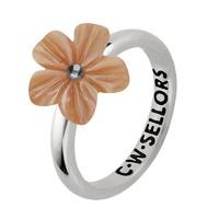 Pink Mother of Pearl Ring Tuberose Platycodon Silver