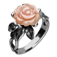 pink mother of pearl ring tuberose rose leaf twist silver