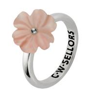 Pink Mother of Pearl Conch Ring Tuberose Dahlia Silver