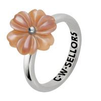 Pink Mother of Pearl Ring Tuberose Dahlia Silver
