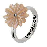 Pink Mother of Pearl Ring Tuberose Daisy Silver