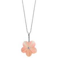 Pink Mother Of Pearl Conch Necklace Tuberose Desert Rose Silver