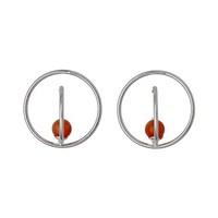 Pilgrim Silver & Orange Circle Earrings