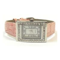 Pink reptile faux skin rectangle face watch