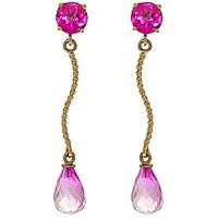 Pink Topaz Lure Drop Earrings 4.3ctw in 9ct Gold