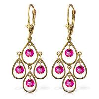 Pink Topaz Quadruplo Milan Drop Earrings 2.4ctw in 9ct Gold