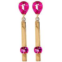 Pink Topaz Bar Drop Earrings 4.25ctw in 9ct Gold