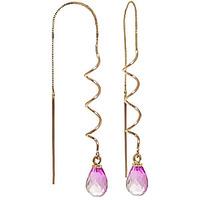 Pink Topaz Spiral Scintilla Briolette Earrings 3.3ctw in 9ct Gold