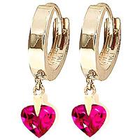 pink topaz heart earrings 15ctw in 9ct gold