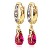 pink topaz and diamond droplet huggie earrings 25ctw in 9ct gold